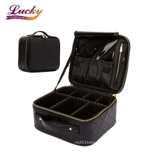 Portable Makeup Train Case for Cosmetics Makeup Brushes PU Leather makeup bag with Adjustable Dividers for Girls Women